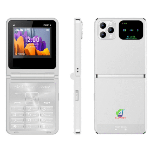 SiaVolt Flip X Dual Screen Phone | Pocket Fit Size | Answer & End The Call With Flip | Silver