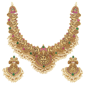 Latest Stylish Fancy Pearl Choker Traditional Jewellery Set for Women | Temple Necklace Set | Festive Wedding Party Necklace | 22k Gold Plated | Just Like Original Gold Jewellery